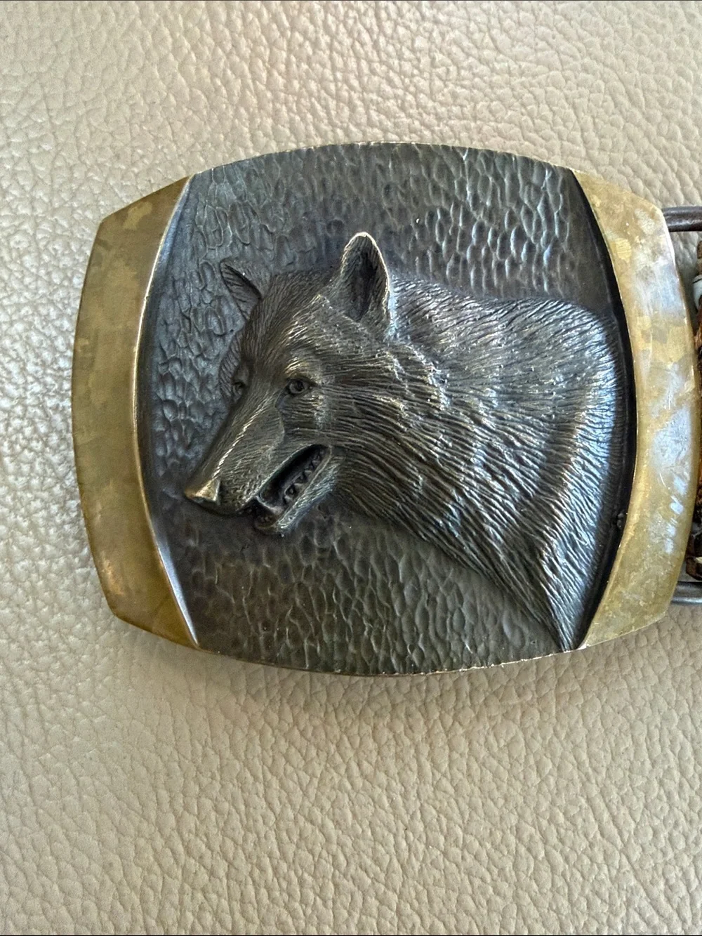 Wolf Head Men's Belt Buckle SLKnight Solid Bronze 1978